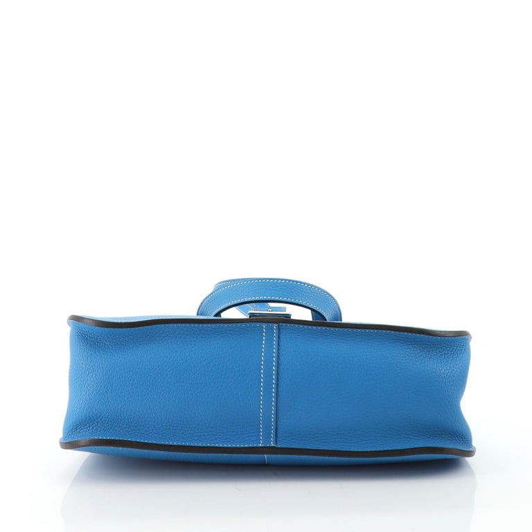 Hermes Halzan Togo Calfskin Leather Bag In Pale Blue
