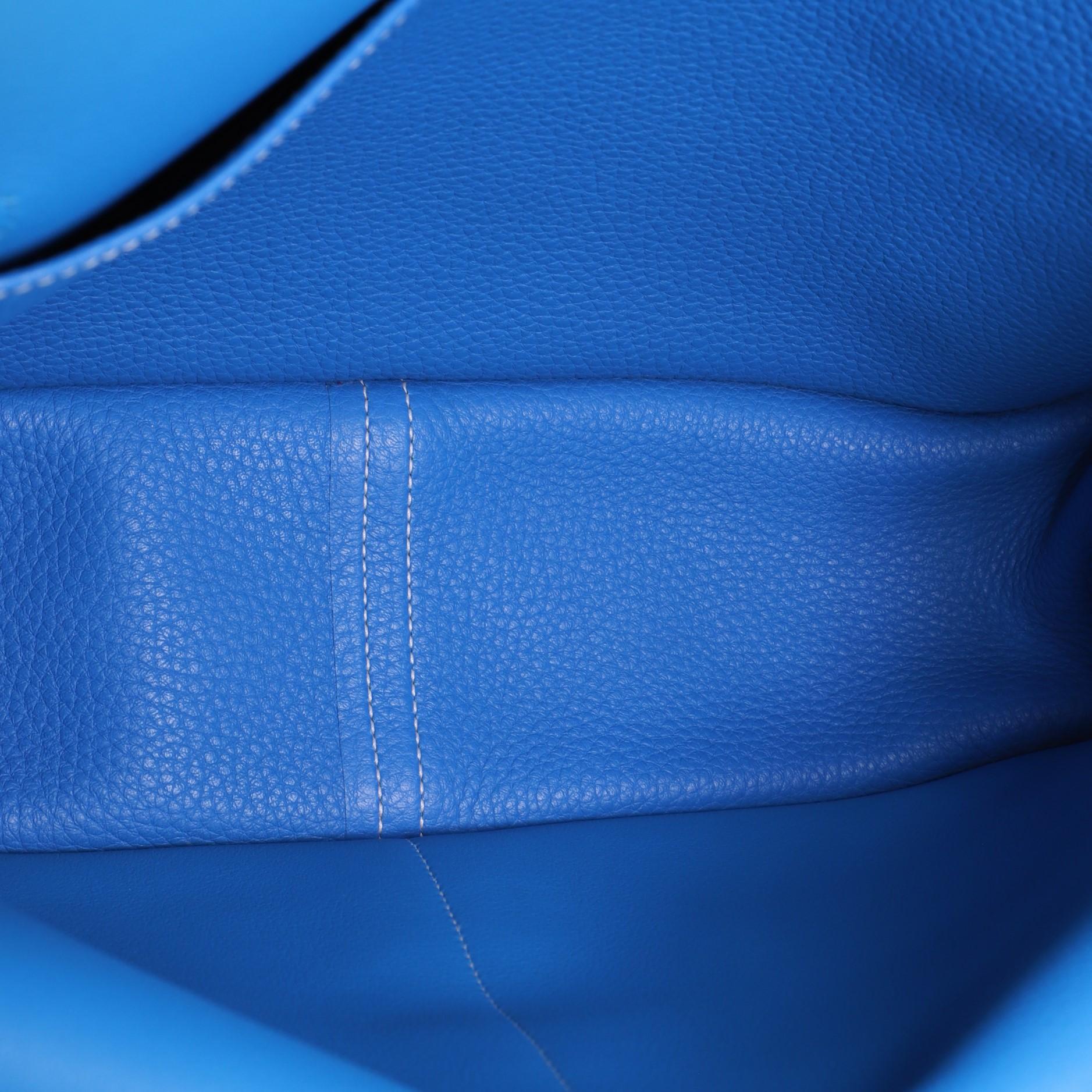 Blue Hermes Halzan Bag Clemence 31