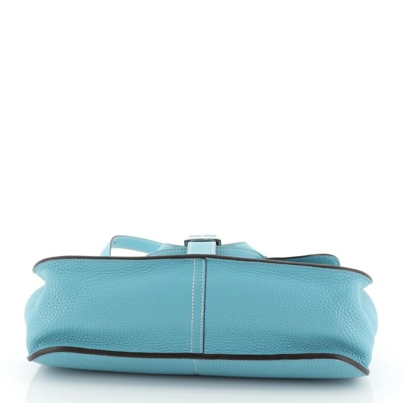 Blue Hermes Halzan Handbag Clemence 31 