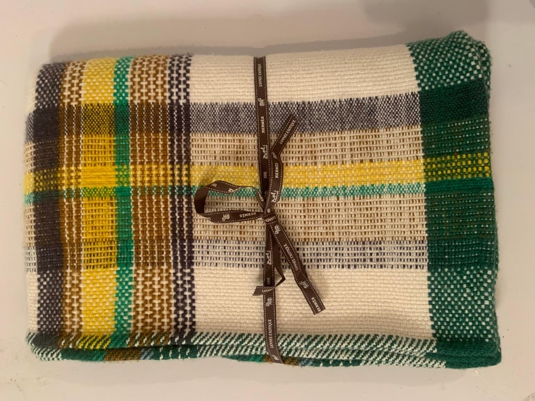 Hermes Hand Made Documented Tartan Plaid Cashmere Blanket or Throw at