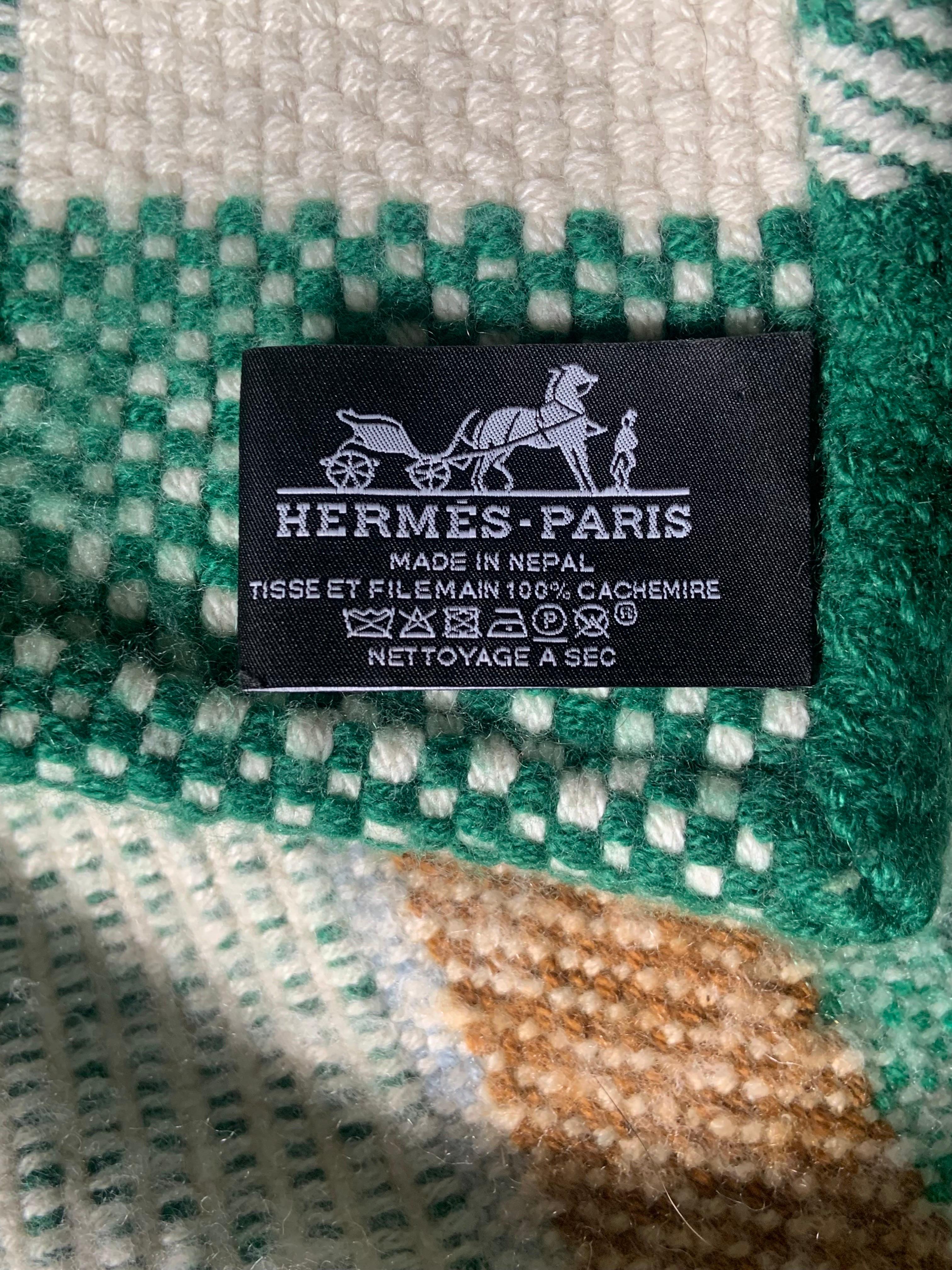 Women's or Men's Hermes Hand Made Documented Tartan Plaid Cashmere Blanket or Throw