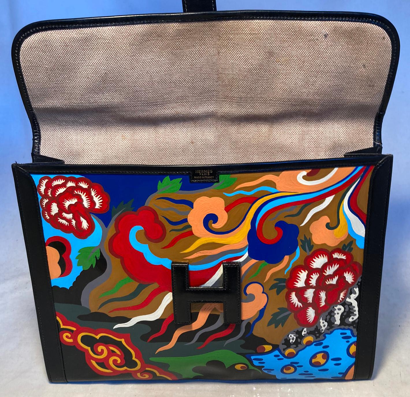 Hermes Hand Painted Jige 35 Clutch For Sale 1