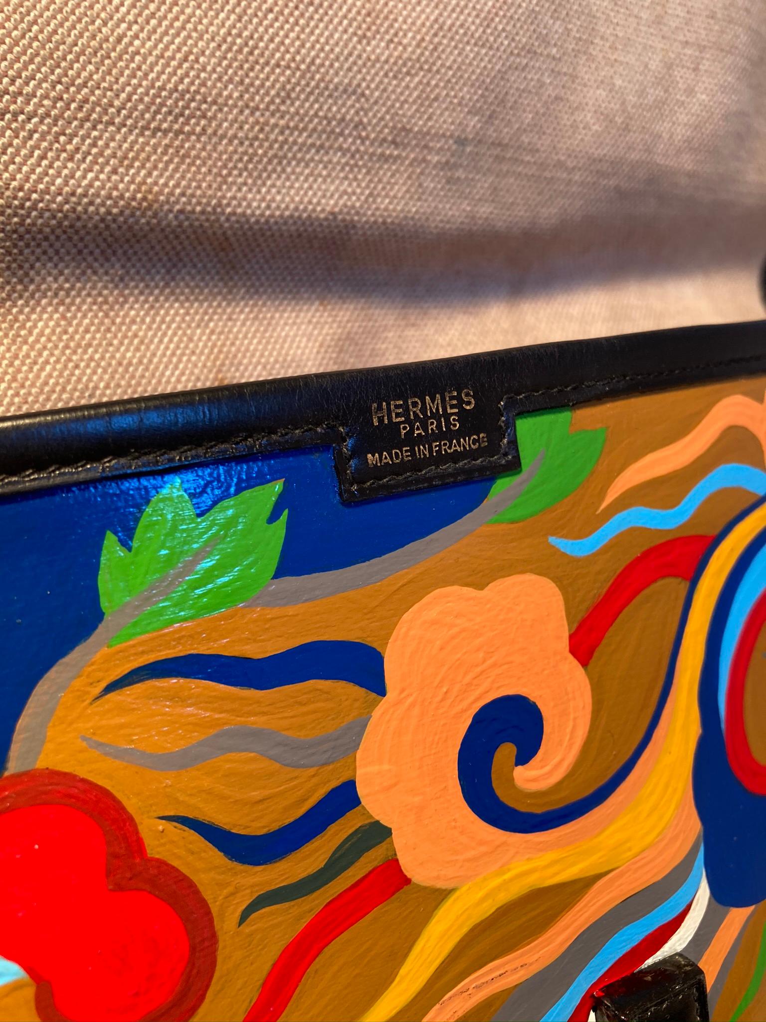 Hermes Hand Painted Jige 35 Clutch For Sale 2