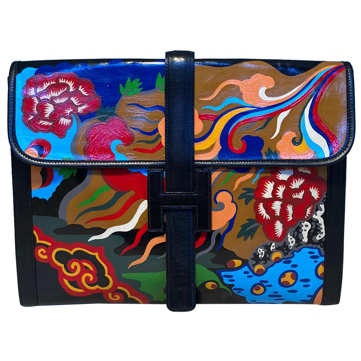 Hermes Hand Painted Jige 35 Clutch For Sale