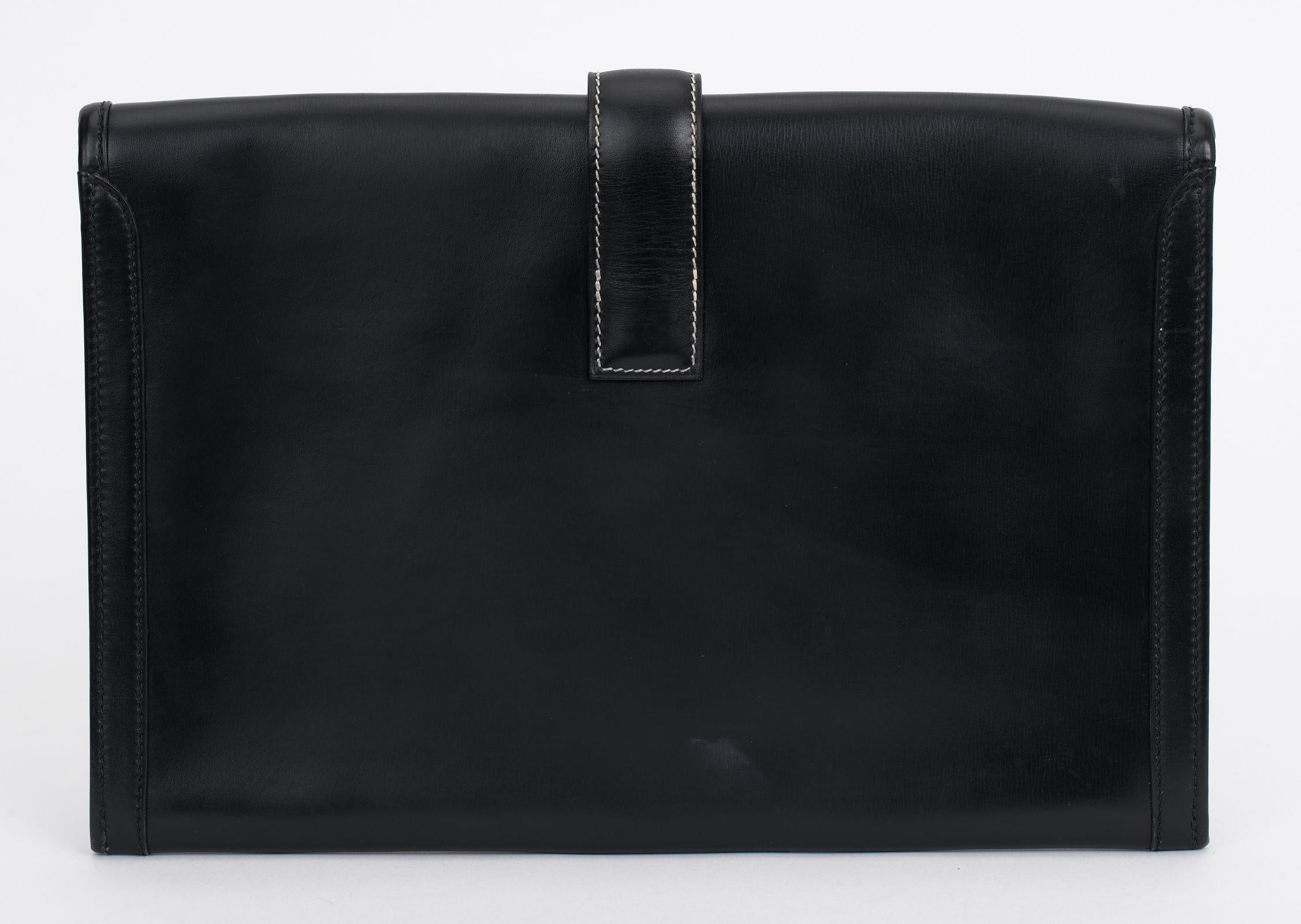 Black Hermès Hand Painted Jige Elan Clutch For Sale