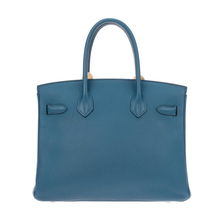 Hermès handbag Birkin 30 bicolor blue/grey (special order, horseshoe ...