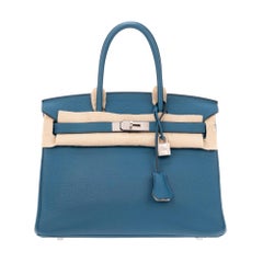 Hermès handbag Birkin 30 bicolor blue/grey (special order, horseshoe)!