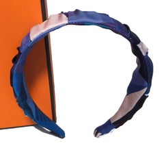 Handmade Blue Les Facèties de Pègase Silk Scarf Ruched Headband