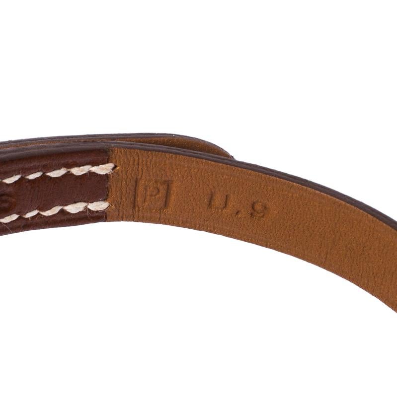 Hermès Hapi Brown Leather Palladium Plated Wrap Bracelet 2