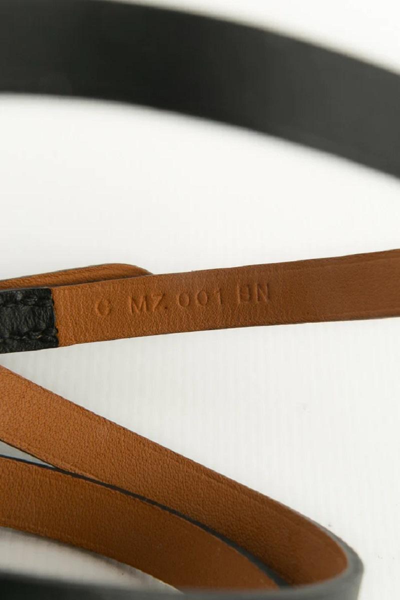 Hermès Hapi Leather Bracelet in Black and Brown Leather In Excellent Condition For Sale In SAINT-OUEN-SUR-SEINE, FR