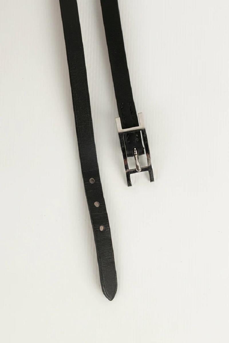 Hermès Hapi Leather Bracelet in Black and Brown Leather For Sale 1