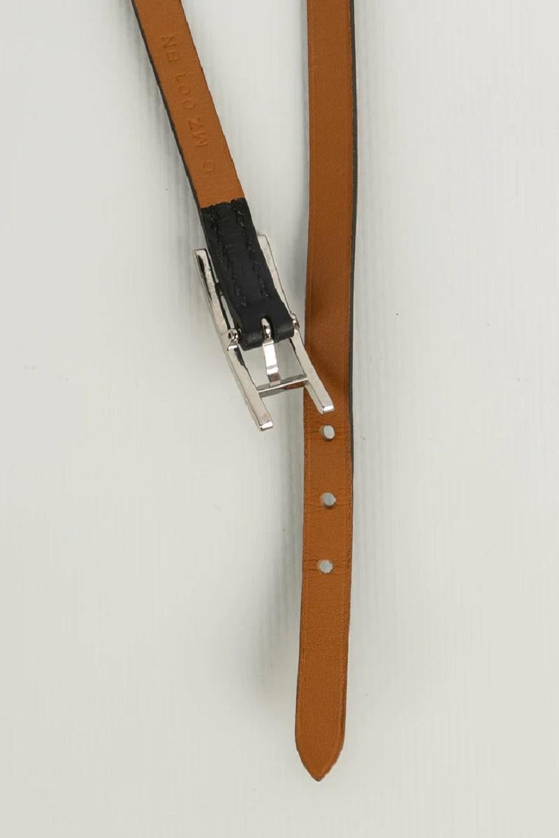 Hermès Hapi Leather Bracelet in Black and Brown Leather For Sale 2