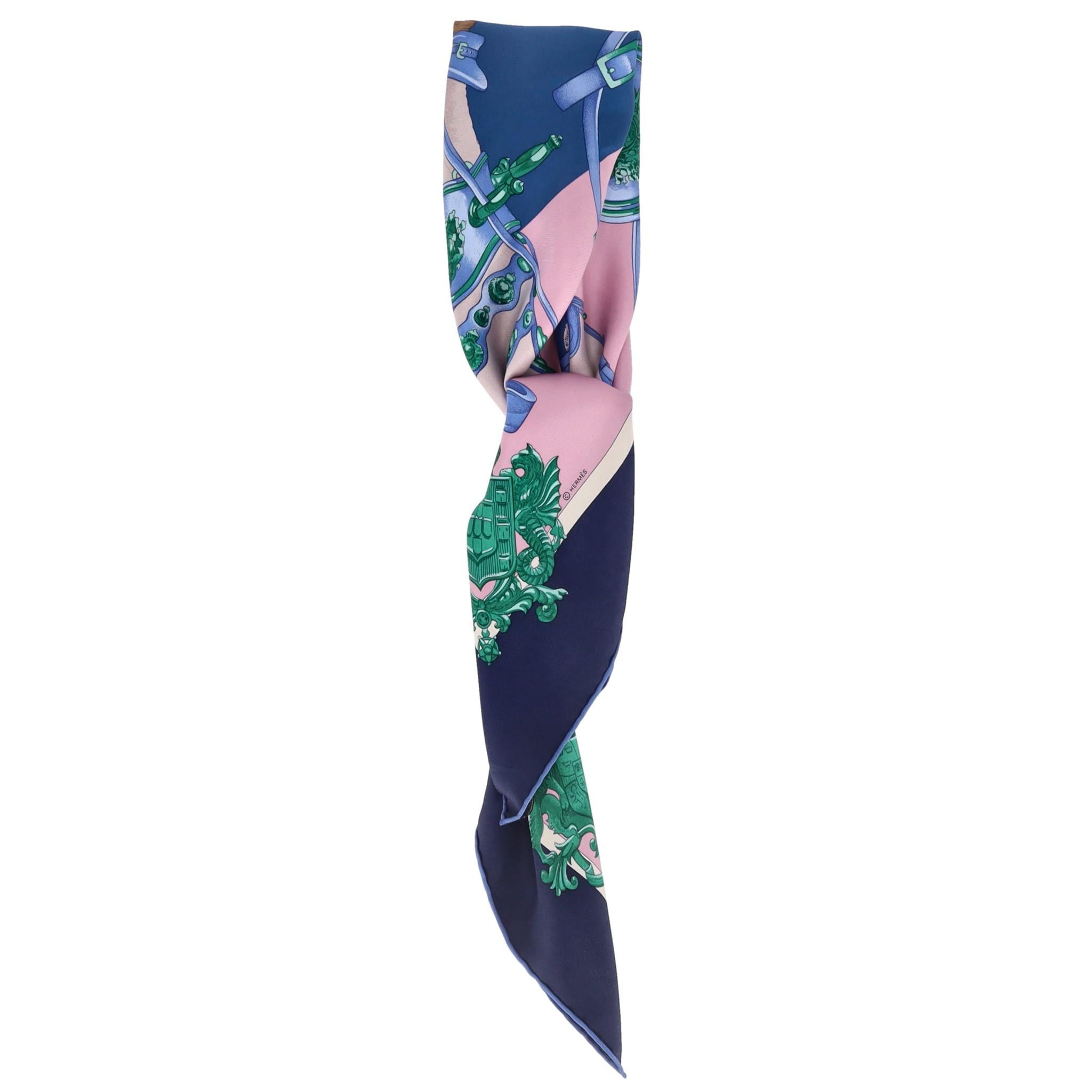 Purple Hermes Harnais De Cour Silk Scarf