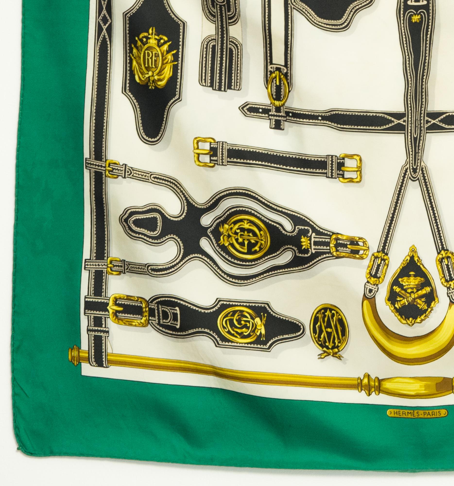 Hermes Harnais des Presidents by M F Heron Silk Scarf In Good Condition For Sale In Paris, FR
