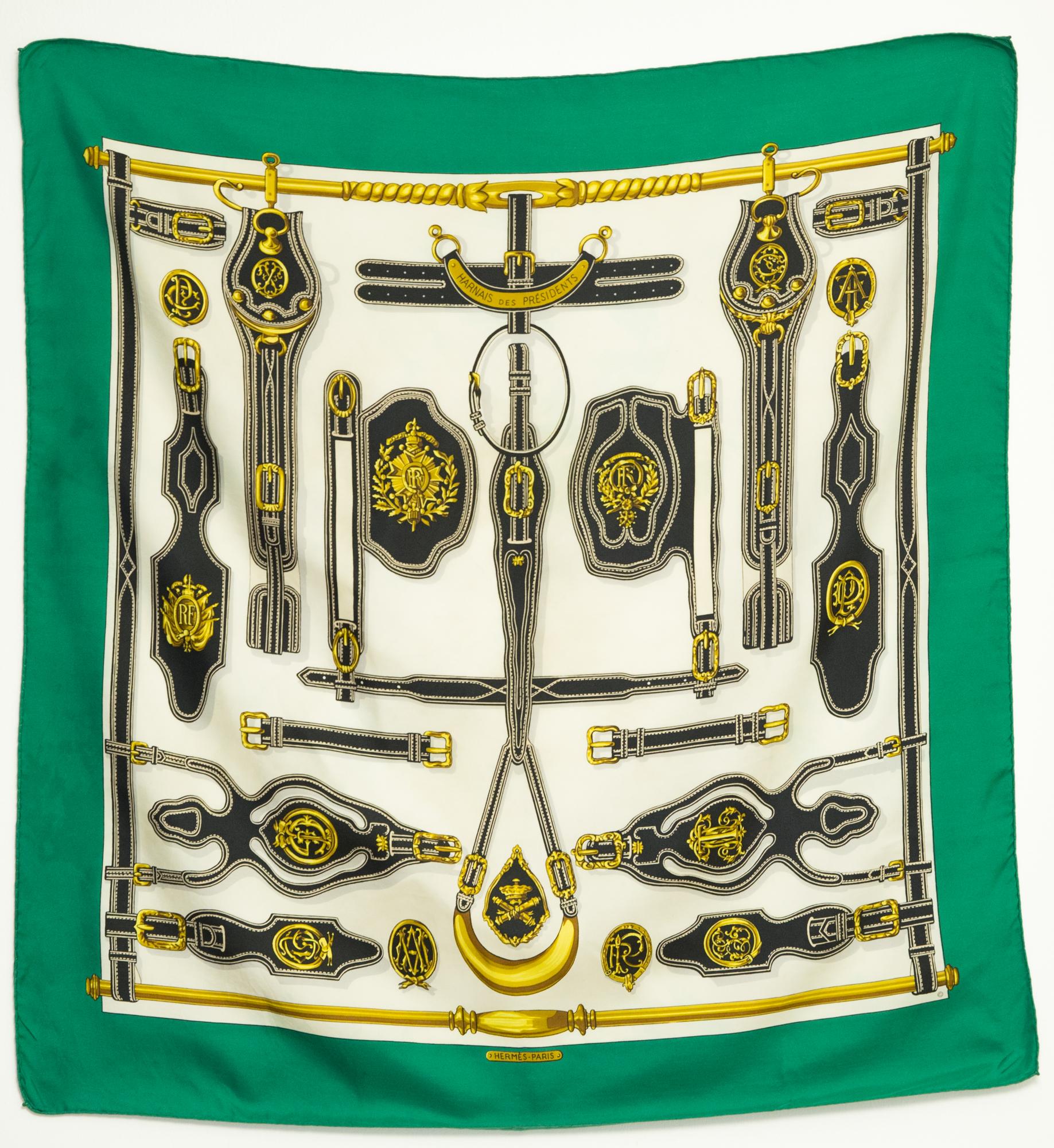 Hermes Harnais des Presidents by M F Heron Silk Scarf For Sale 1