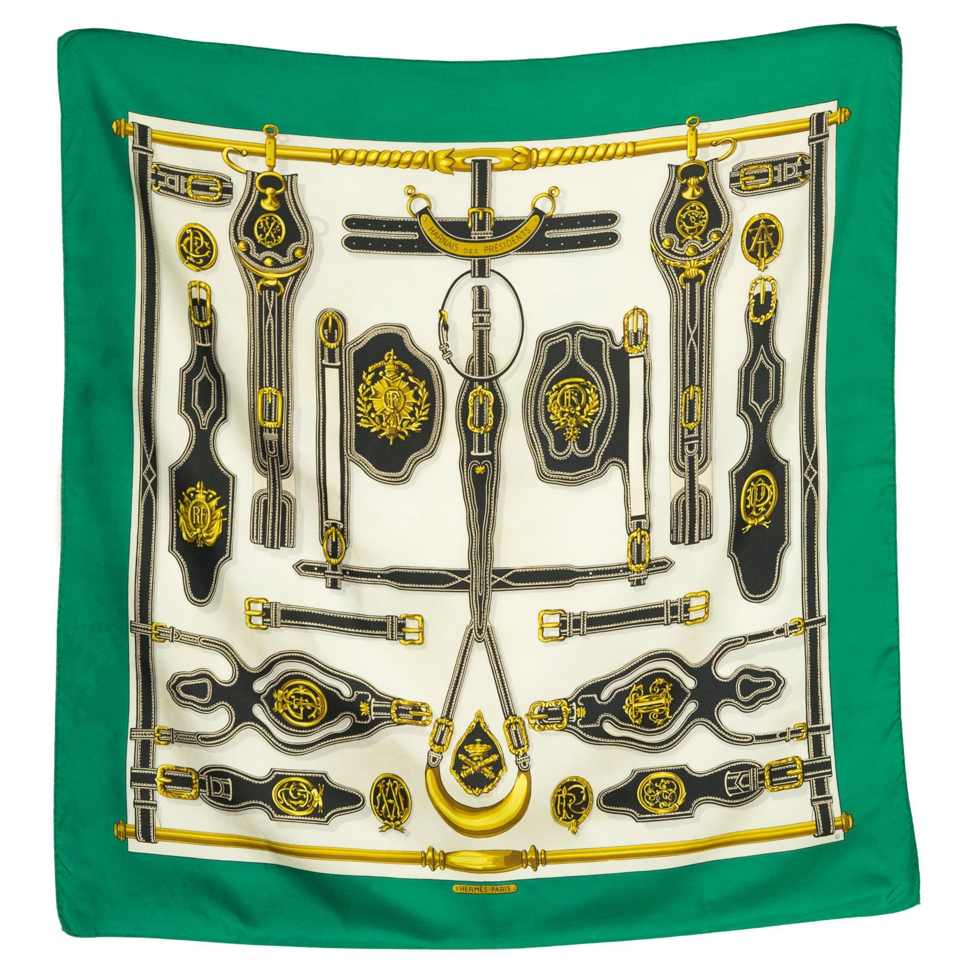 Hermes Harnais des Presidents by M F Heron Silk Scarf For Sale