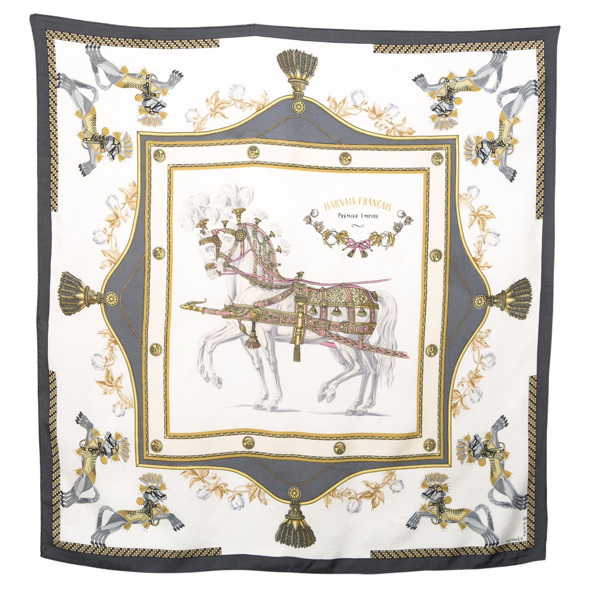 Hermes Harnais Francais Premier Empire by H Grygkar Silk Scarf