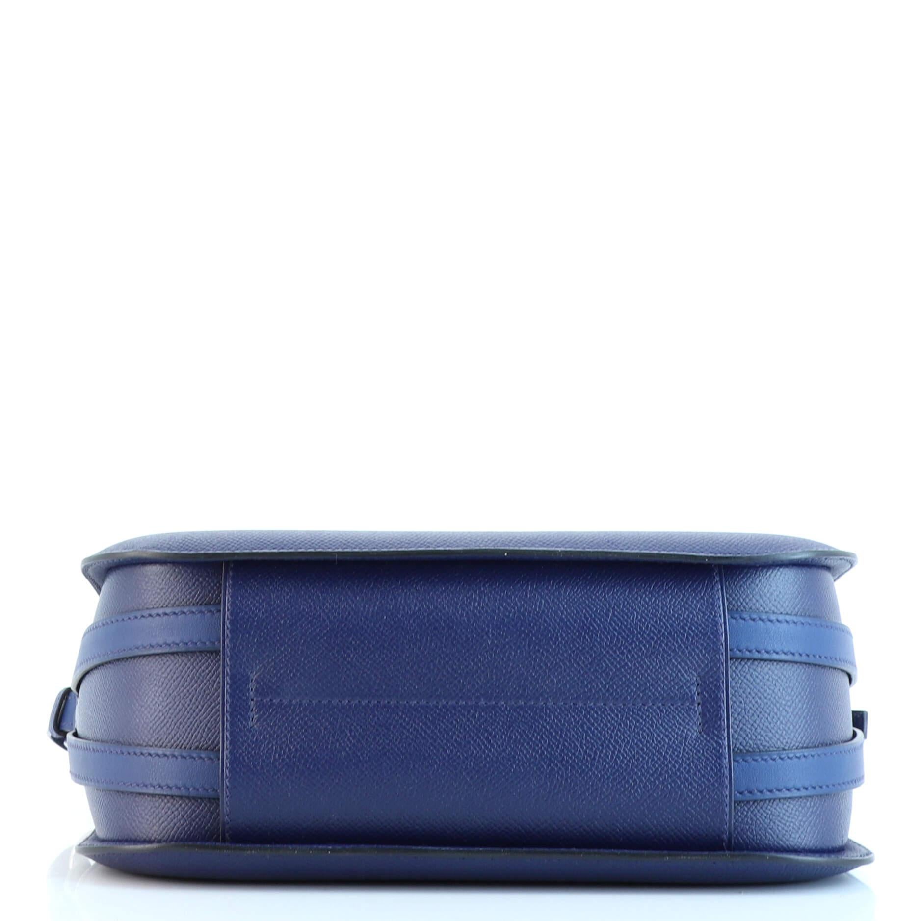Bleu Hermès - Sac à bandoulière Harnais Epsom et Swift