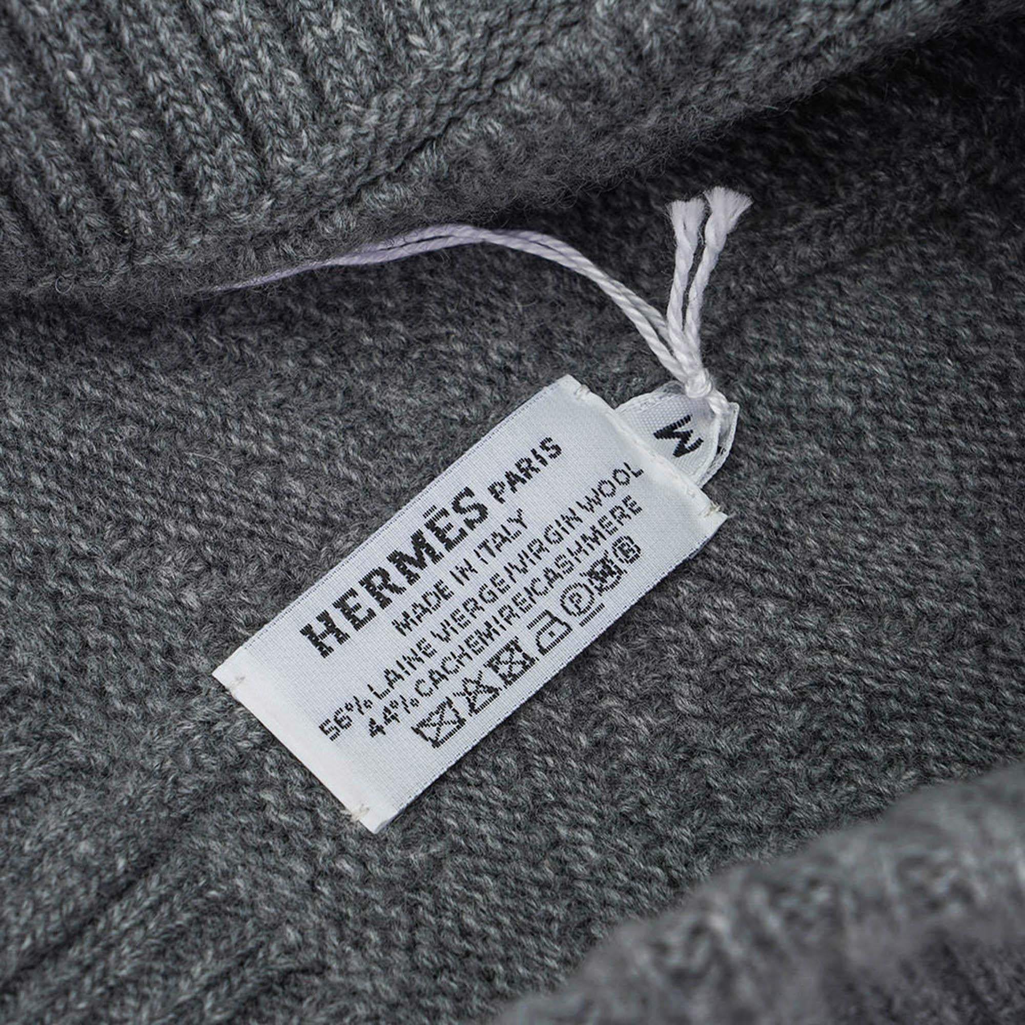 Hermes Harry Couleurs en Cours Beanie Cap Gris Acier M in vendita 3