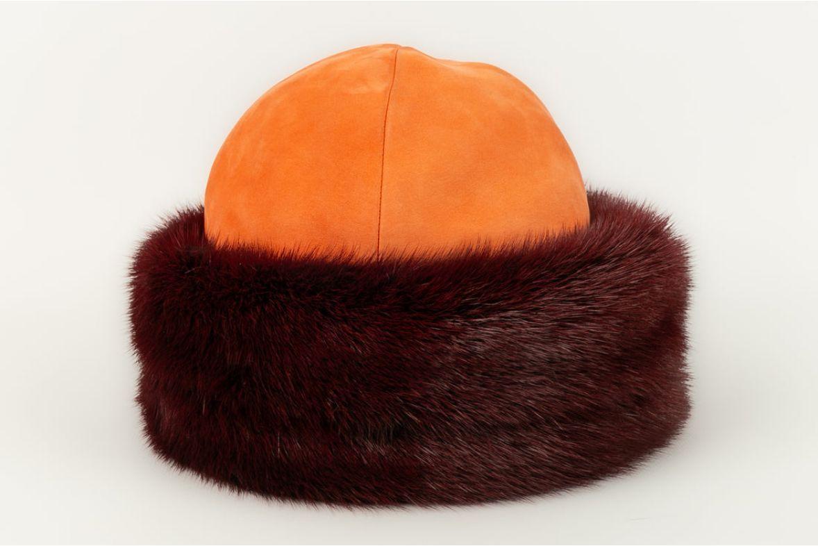 Women's Hermès Hat in Dyed Mink Skin and Fur For Sale