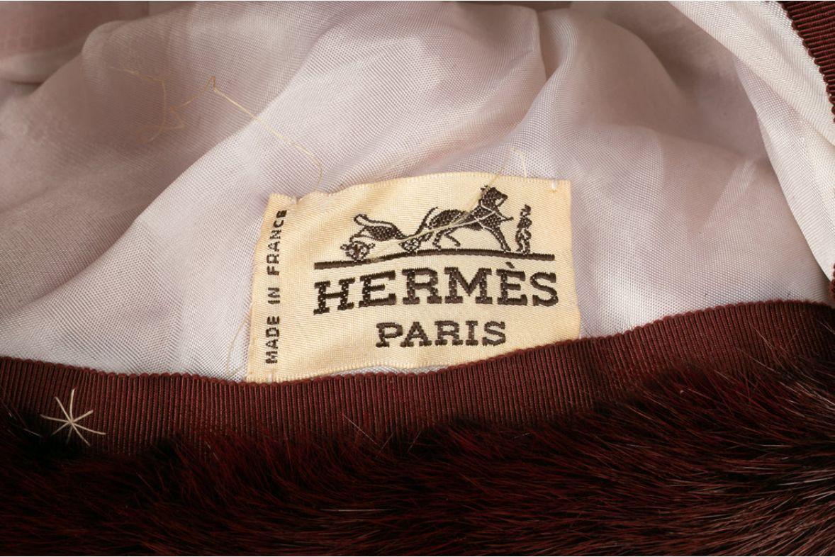 Hermès Hut aus gefärbter Nerzhaut und Pelz im Angebot 4