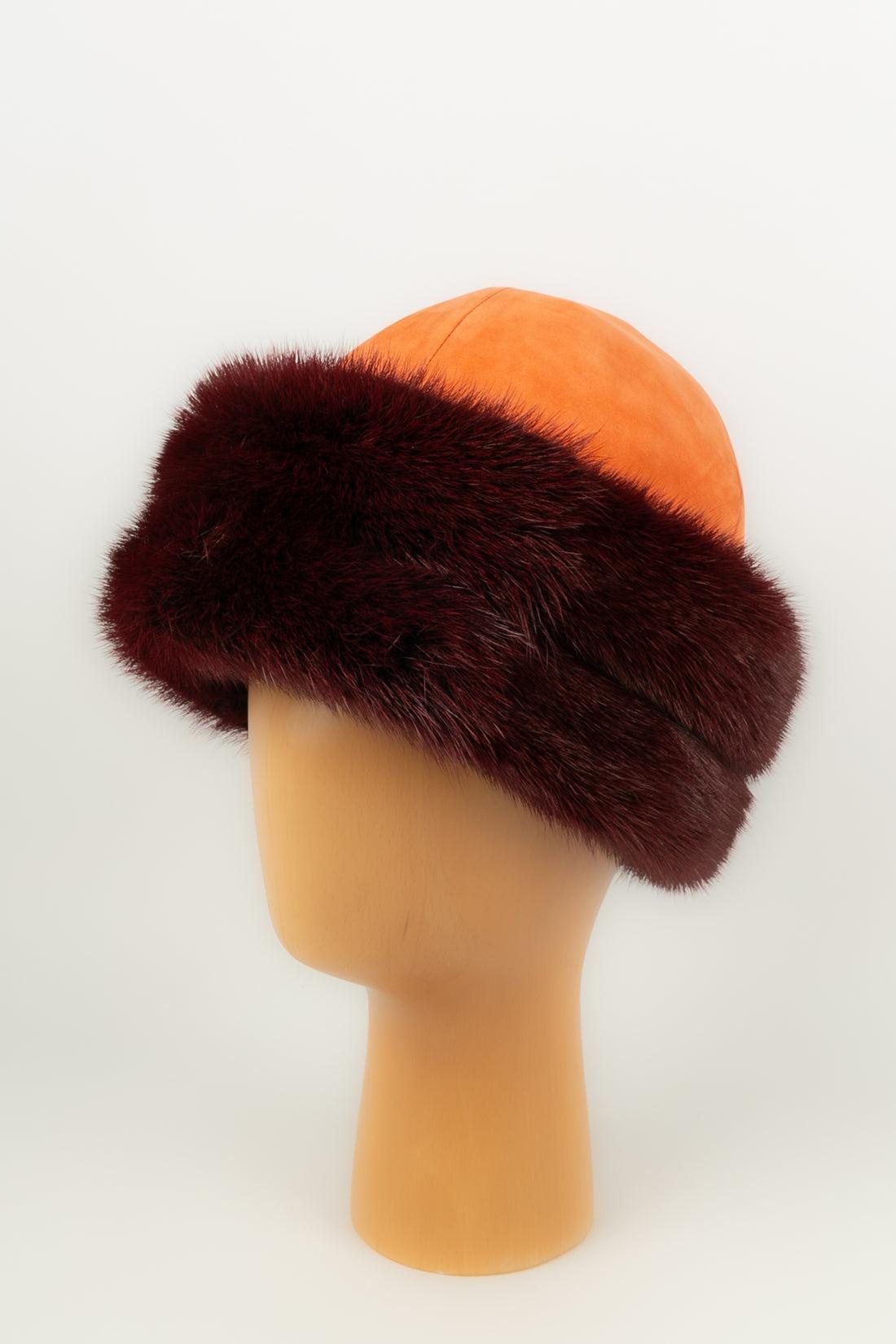 Hermès Hat in Dyed Mink Skin and Fur For Sale 5