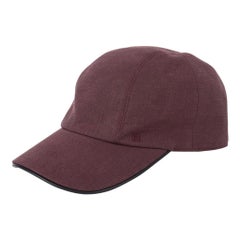 Hermes Chapeau Hommes Miles Cap Lin Rose Grise Trim Cuir Marine 60