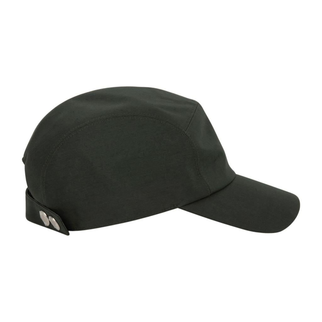 Black Hermes Hat Nevada Cap Cotton Serge Vert Anglais 59 
