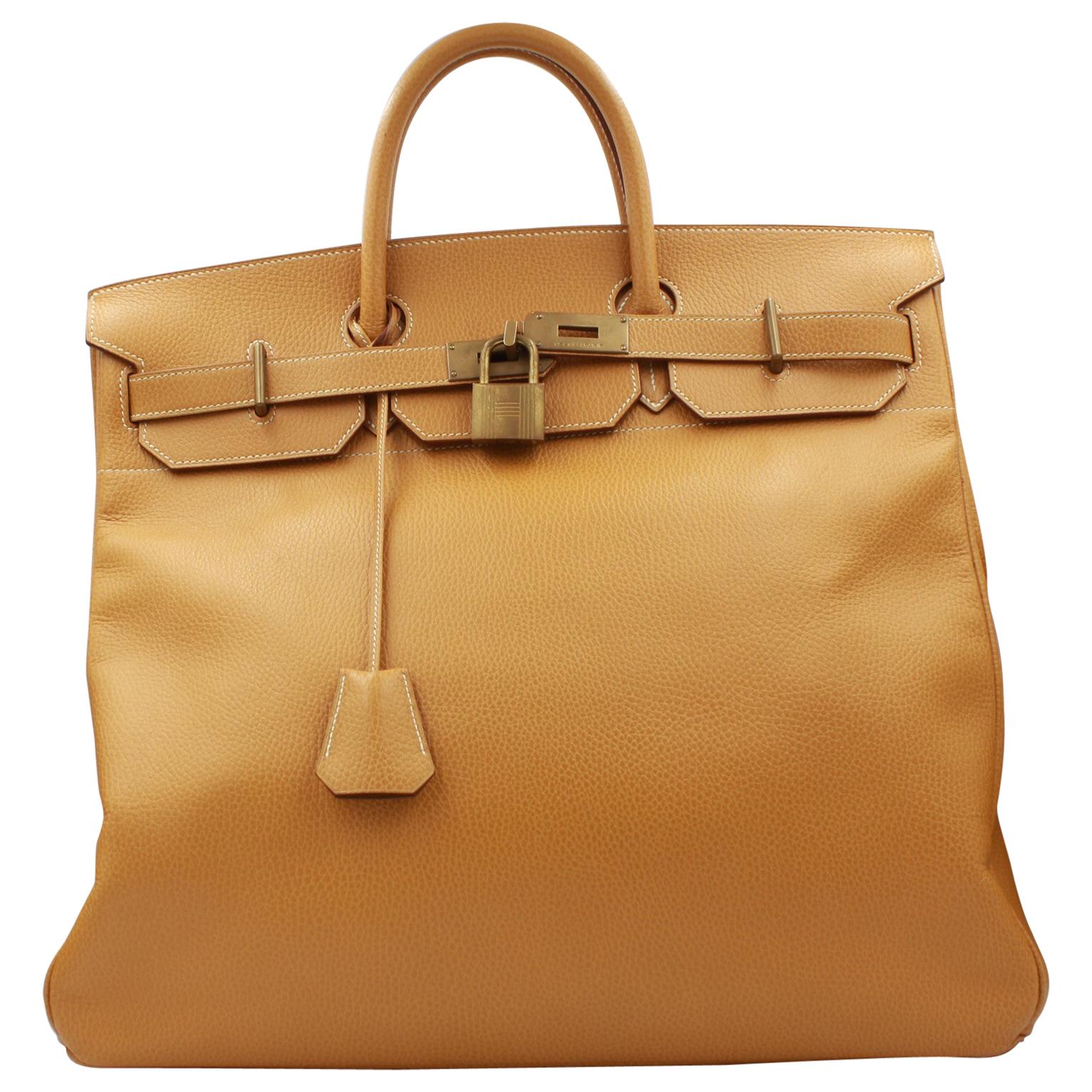 Hermes Haut à Courroies 45 in Gold Grained Leather