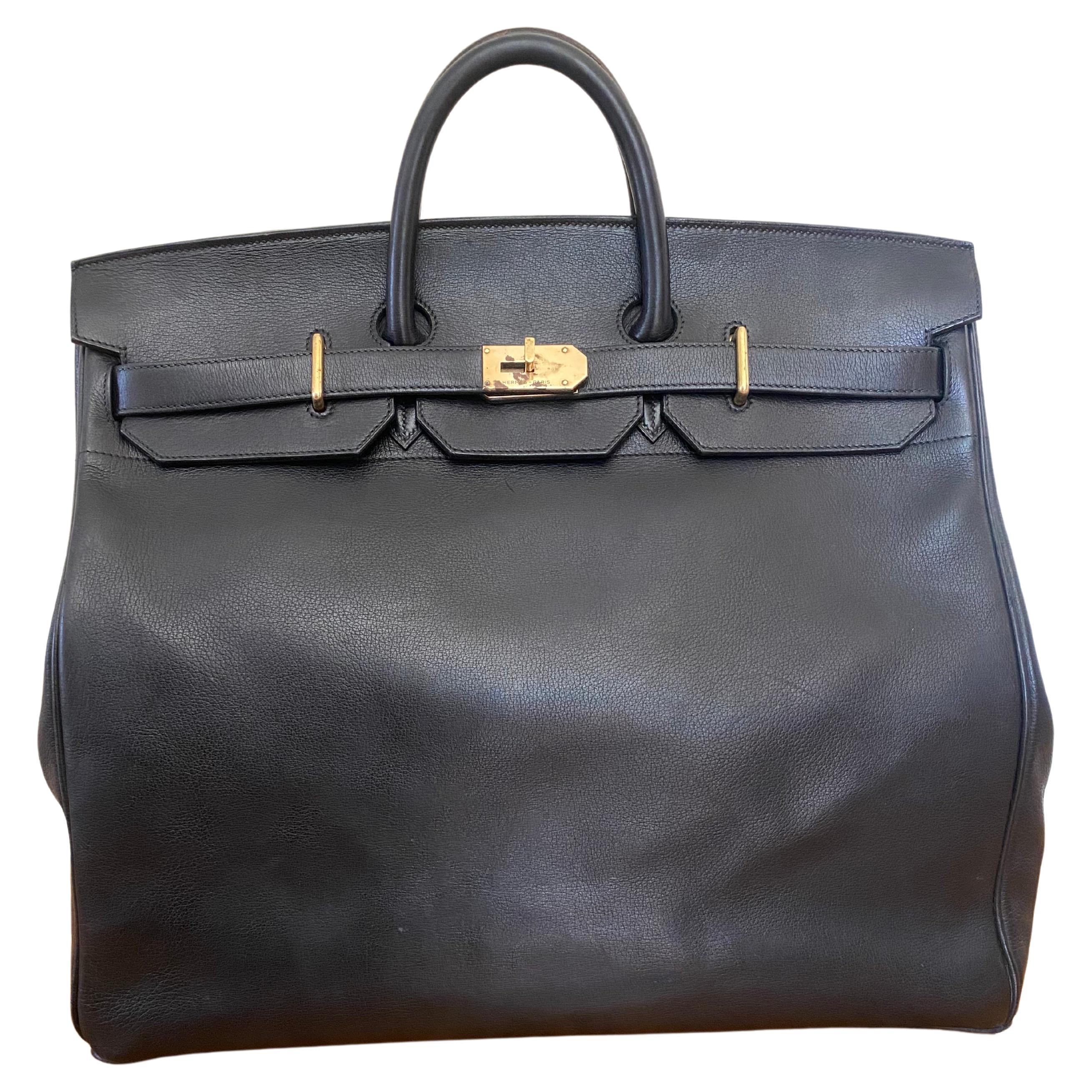 Hermes Birkin 40 HAC Black Buffalo Leather Travel Bag at 1stDibs