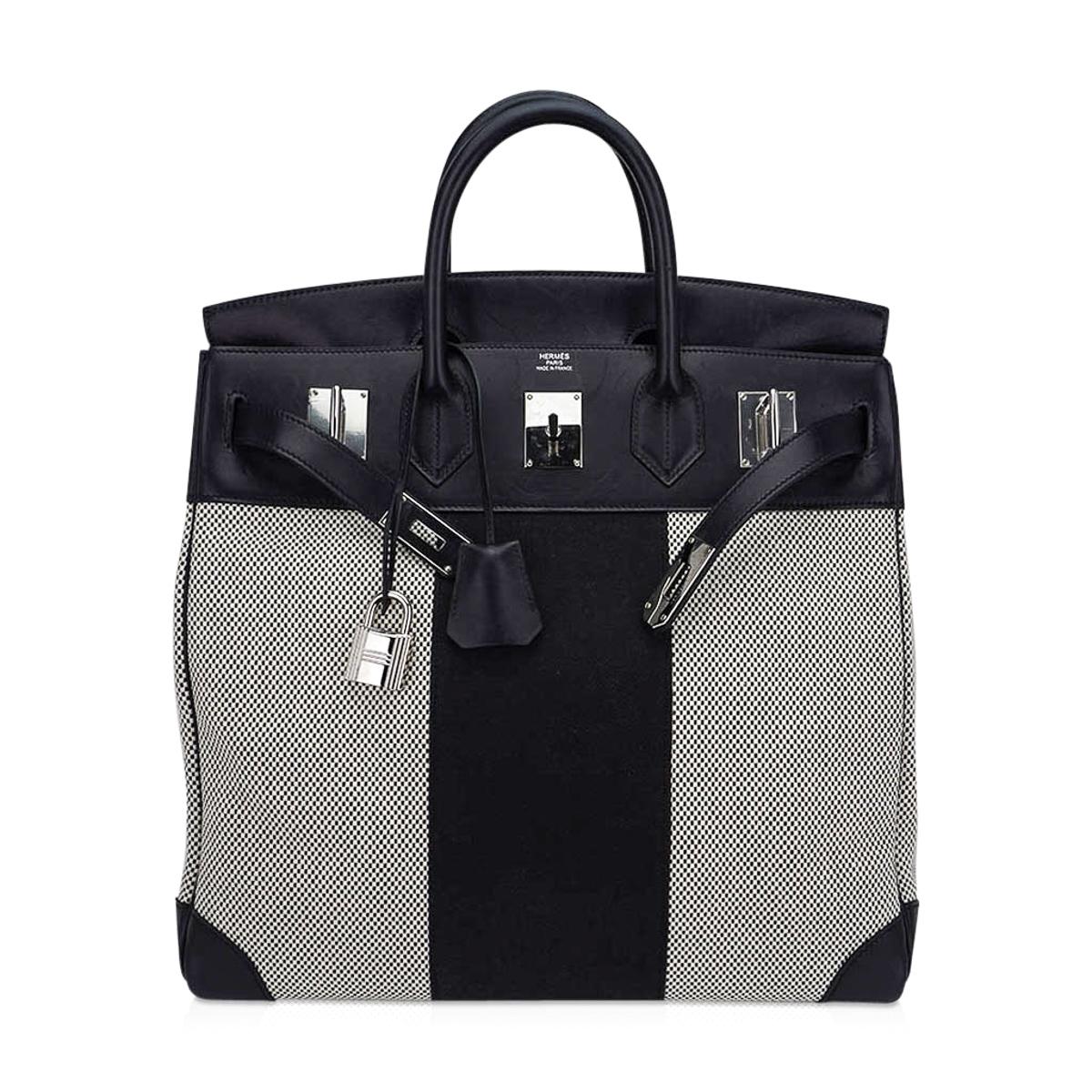 Nero Borsa Birkin Hermes Haut a Courroies HAC 40 Flag Edizione Limitata in vendita
