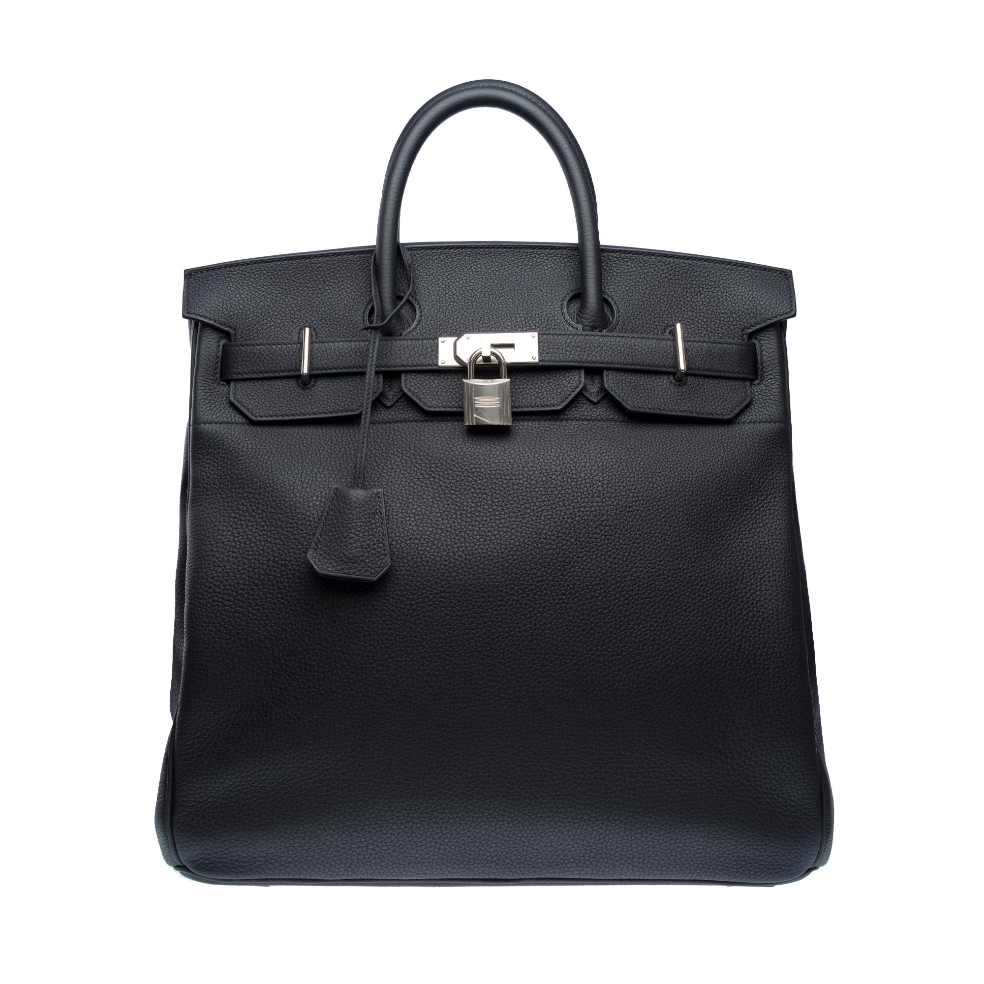 Women's or Men's Hermes Haut à Courroies (HAC) 40 Travel bag in Black Togo Calf leather, PHW