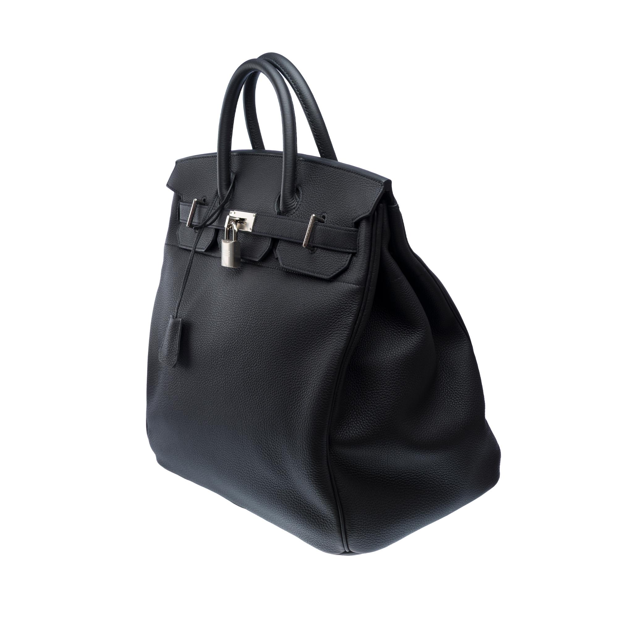 Hermes Haut à Courroies (HAC) 40 Travel bag in Black Togo Calf leather, PHW 2