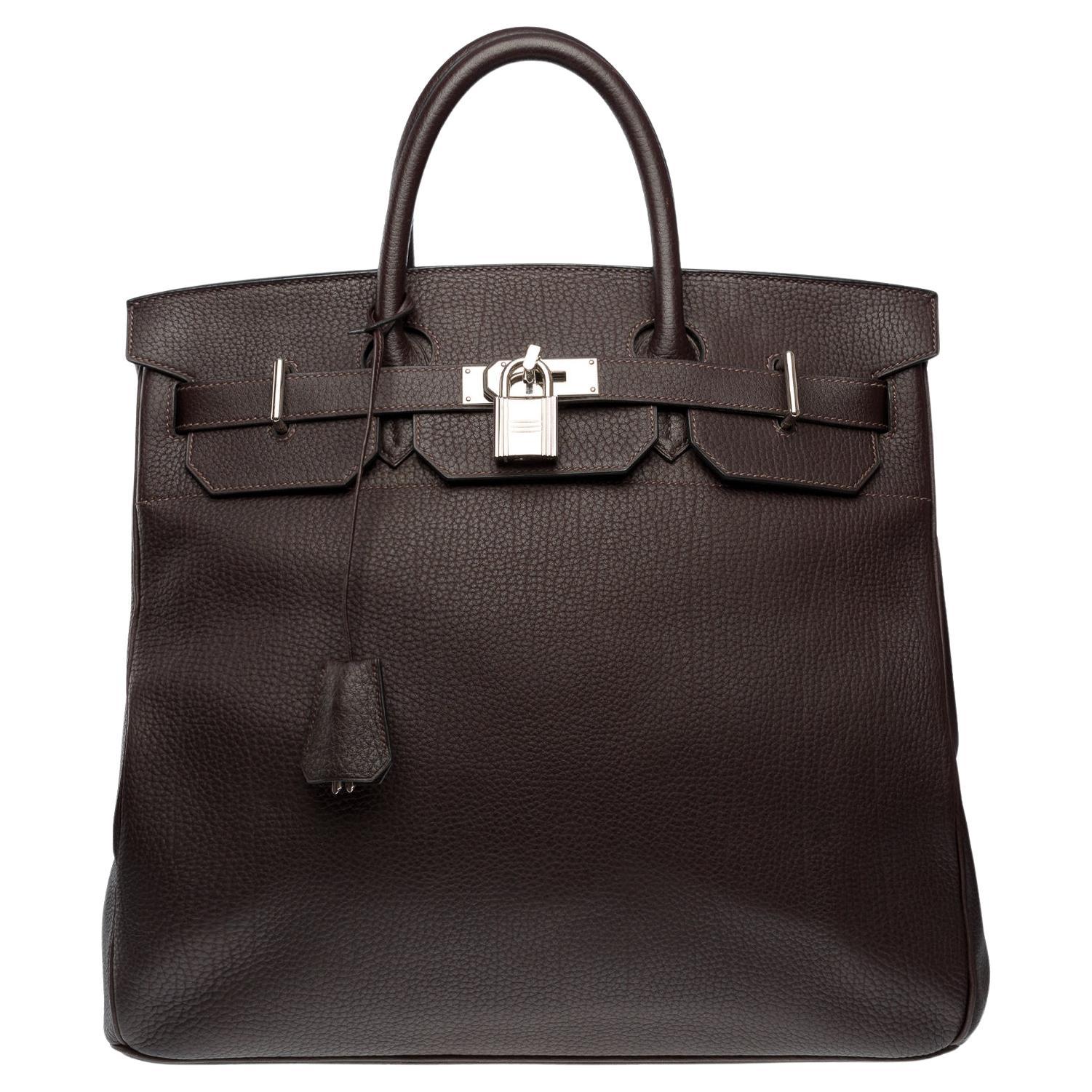 Hermes Haut à Courroies (HAC) 40 Travel bag in Brown Togo calf leather, PHW For Sale