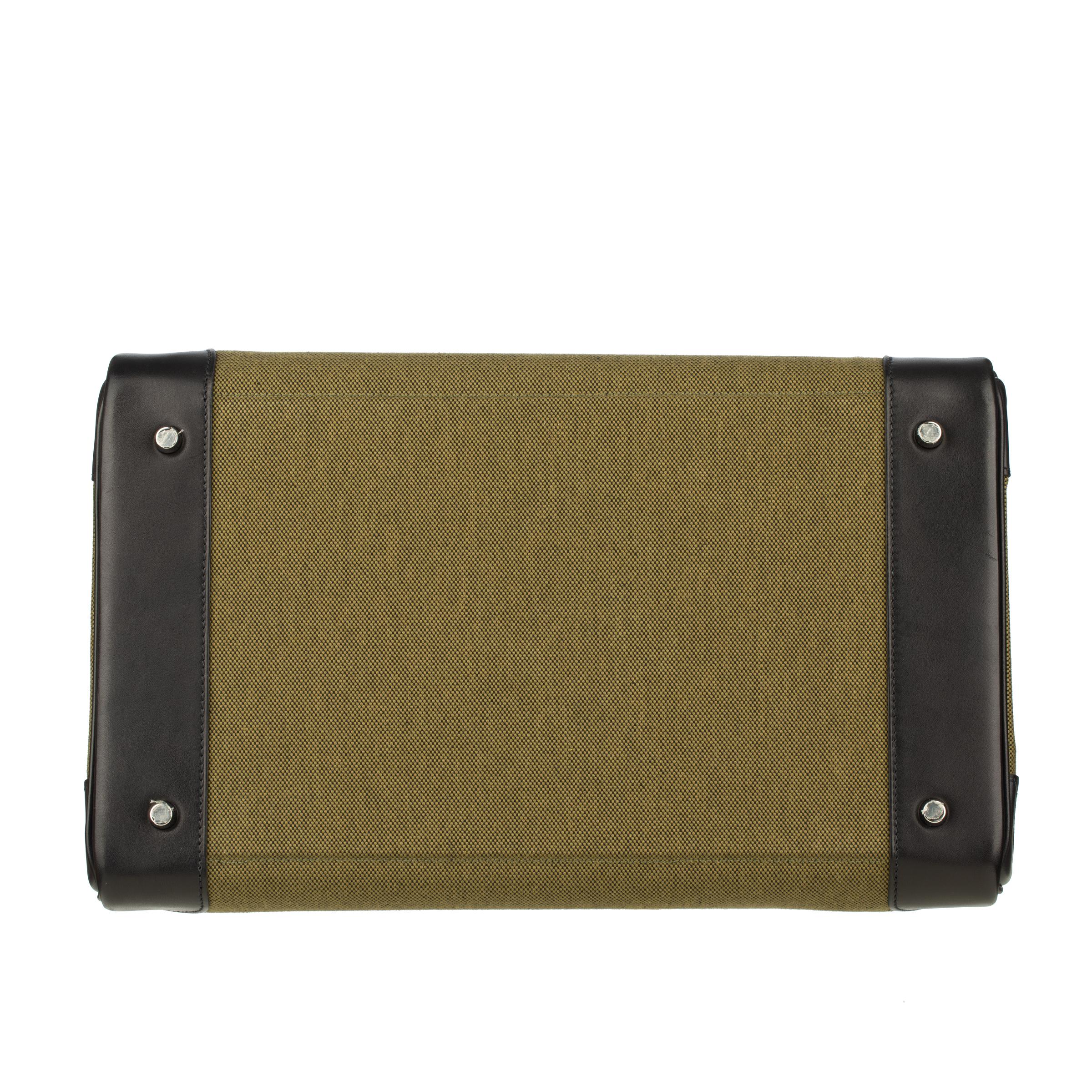 Hermès Haut A Courroies HAC 40cm Cargo Toile Black & Vert Militaire Evercalf For Sale 12
