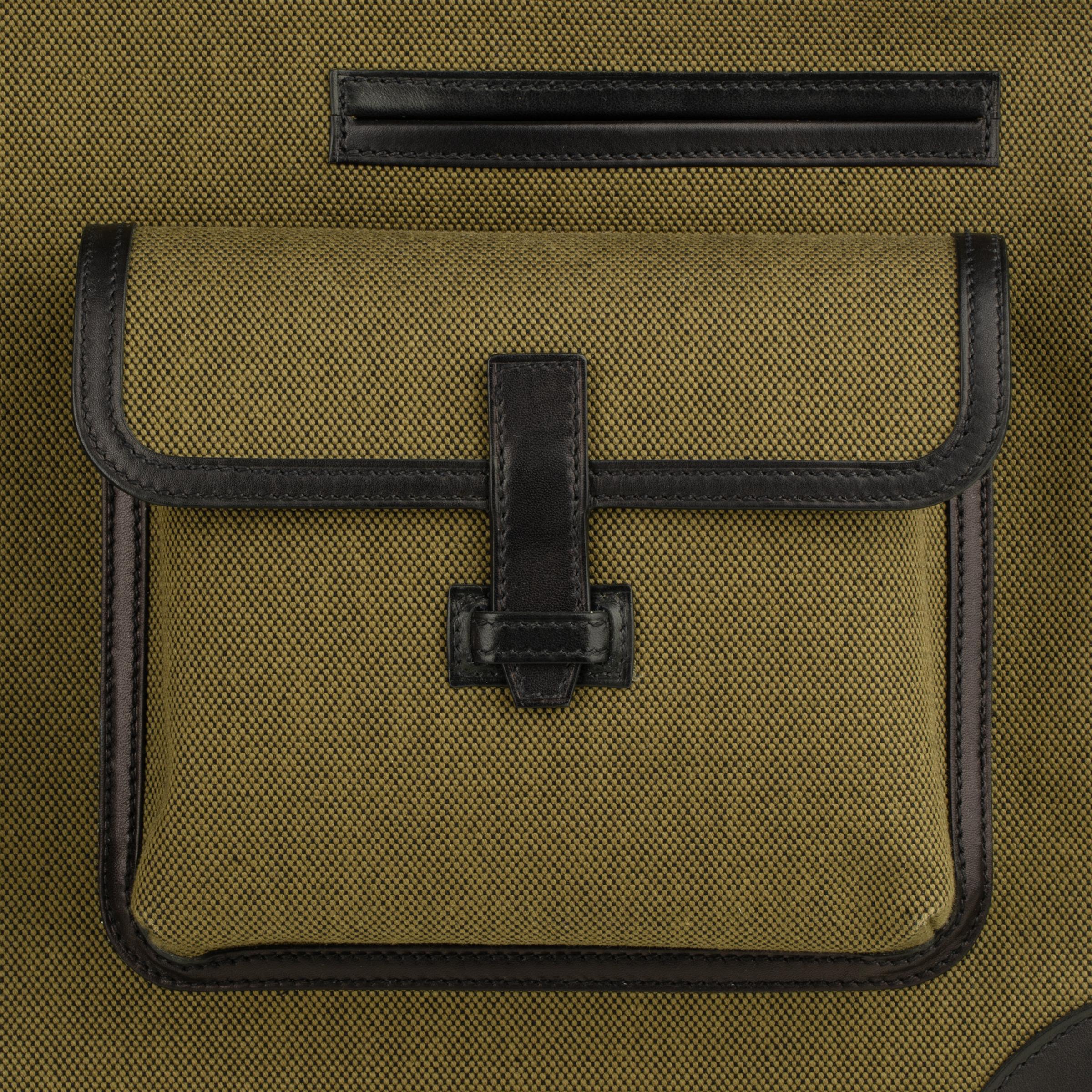 Hermès Haut A Courroies HAC 40cm Cargo Toile Black & Vert Militaire Evercalf For Sale 4