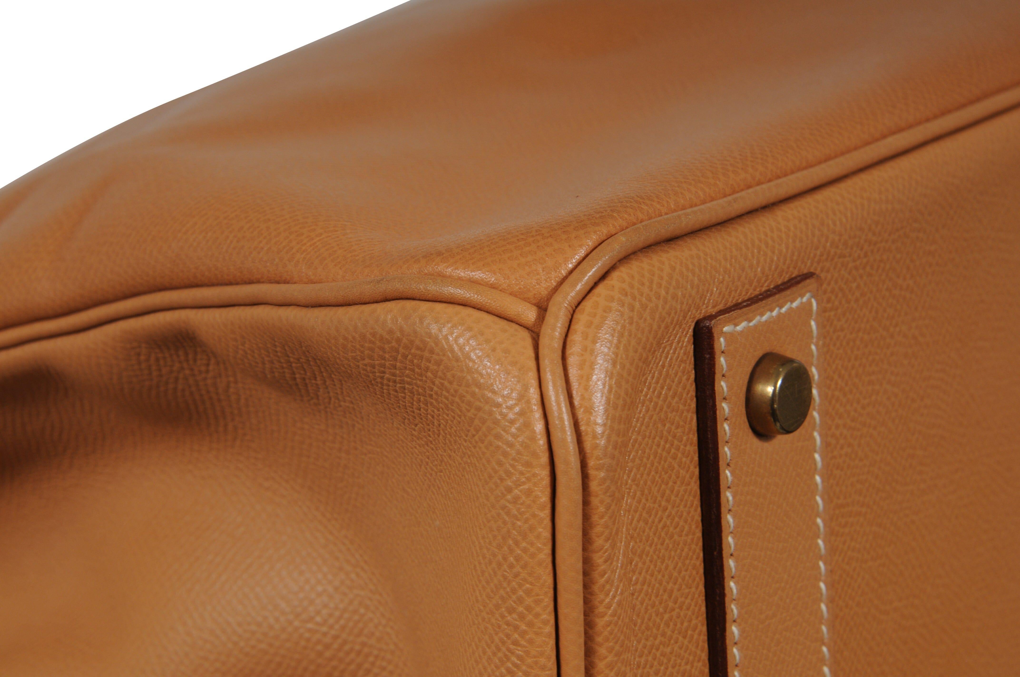 Hermes Haut à Courroies HAC 50 Birkin Courchevel Gold Hardware Tan Duffle For Sale 8
