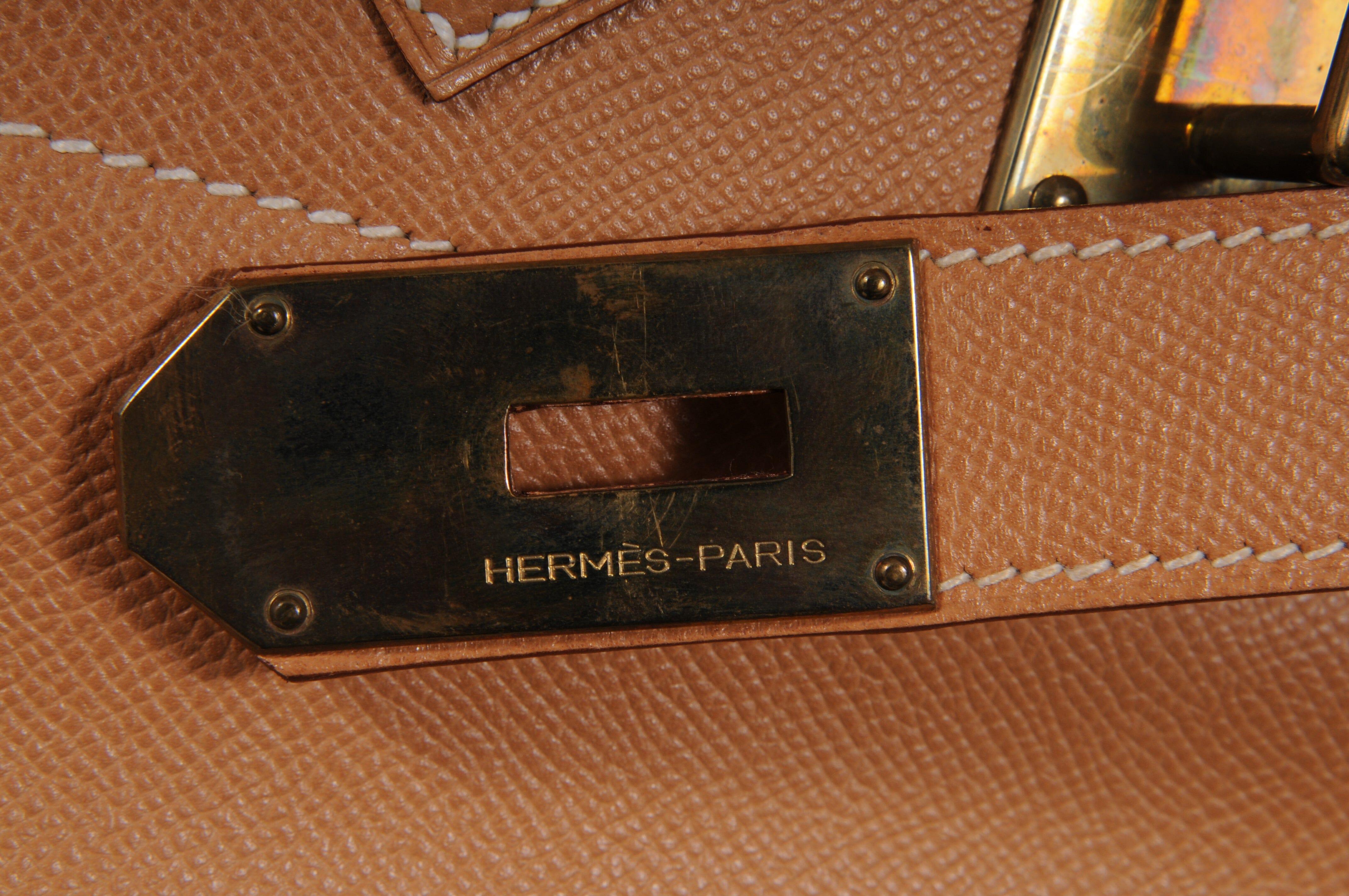 Hermes Haut à Courroies HAC 50 Birkin Courchevel Gold Hardware Tan Duffle For Sale 11