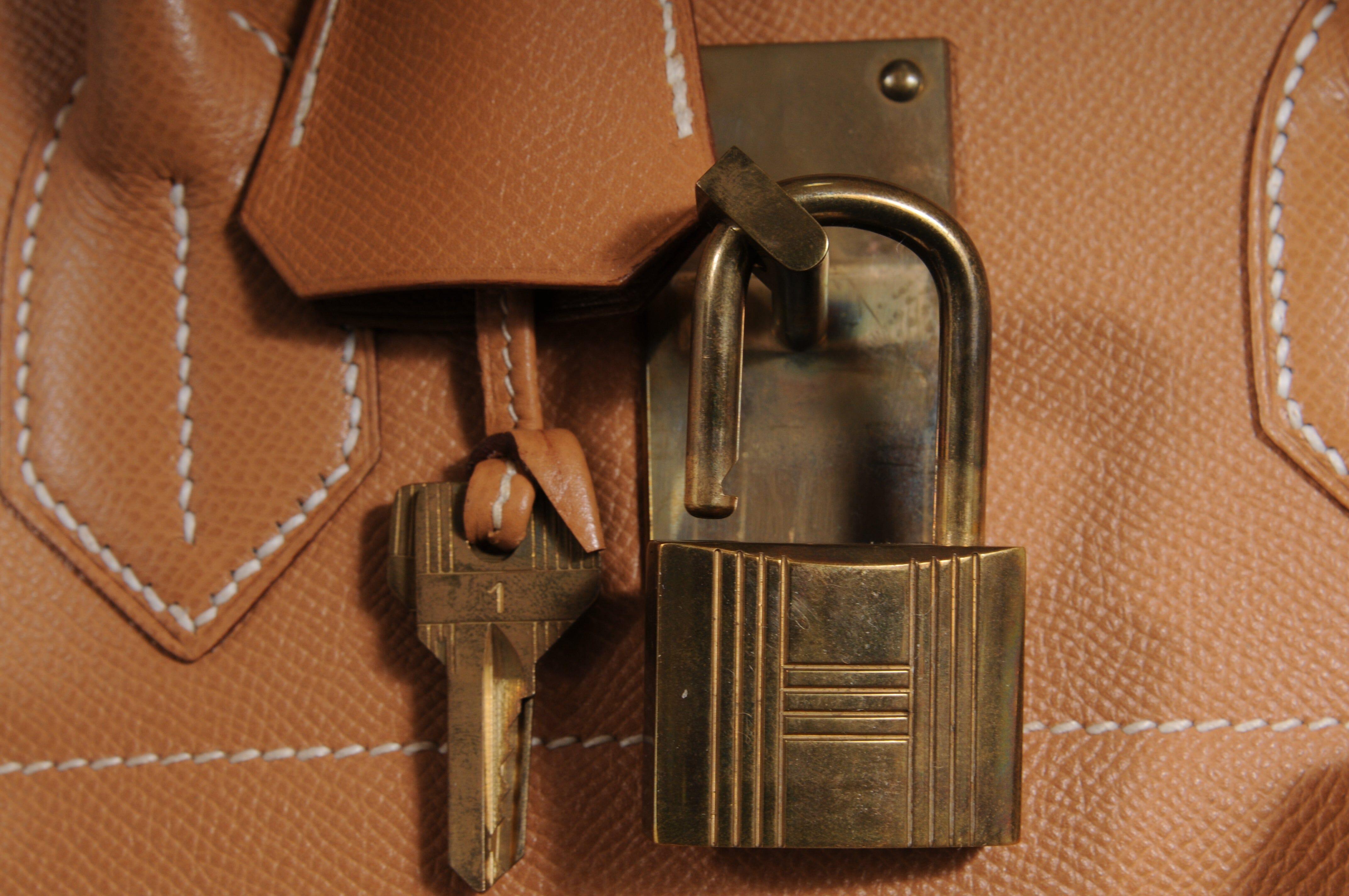 Hermes Haut à Courroies HAC 50 Birkin Courchevel Gold Hardware Tan Duffle For Sale 12