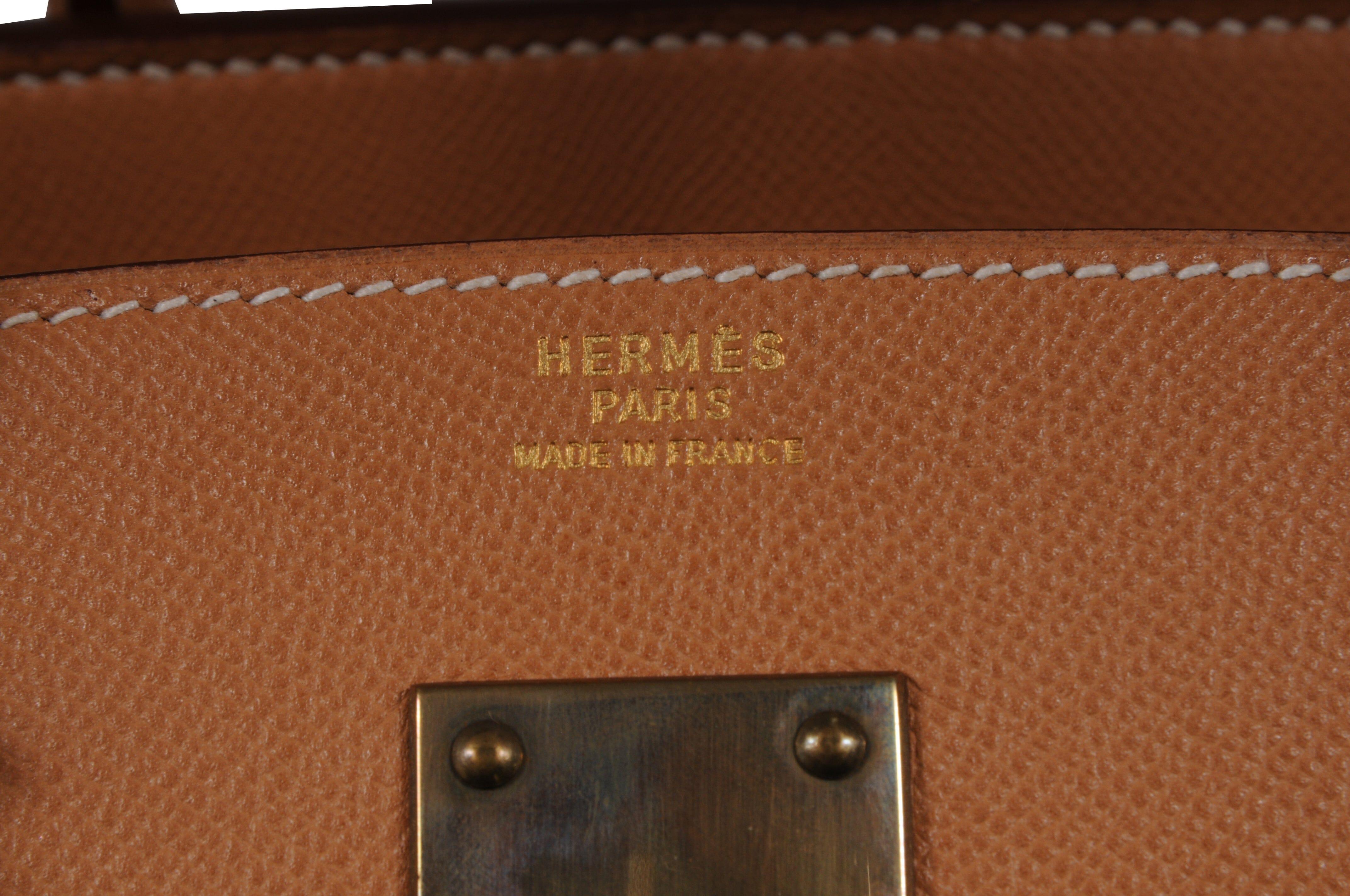 Hermes Haut à Courroies HAC 50 Birkin Courchevel Gold Hardware Tan Duffle For Sale 13