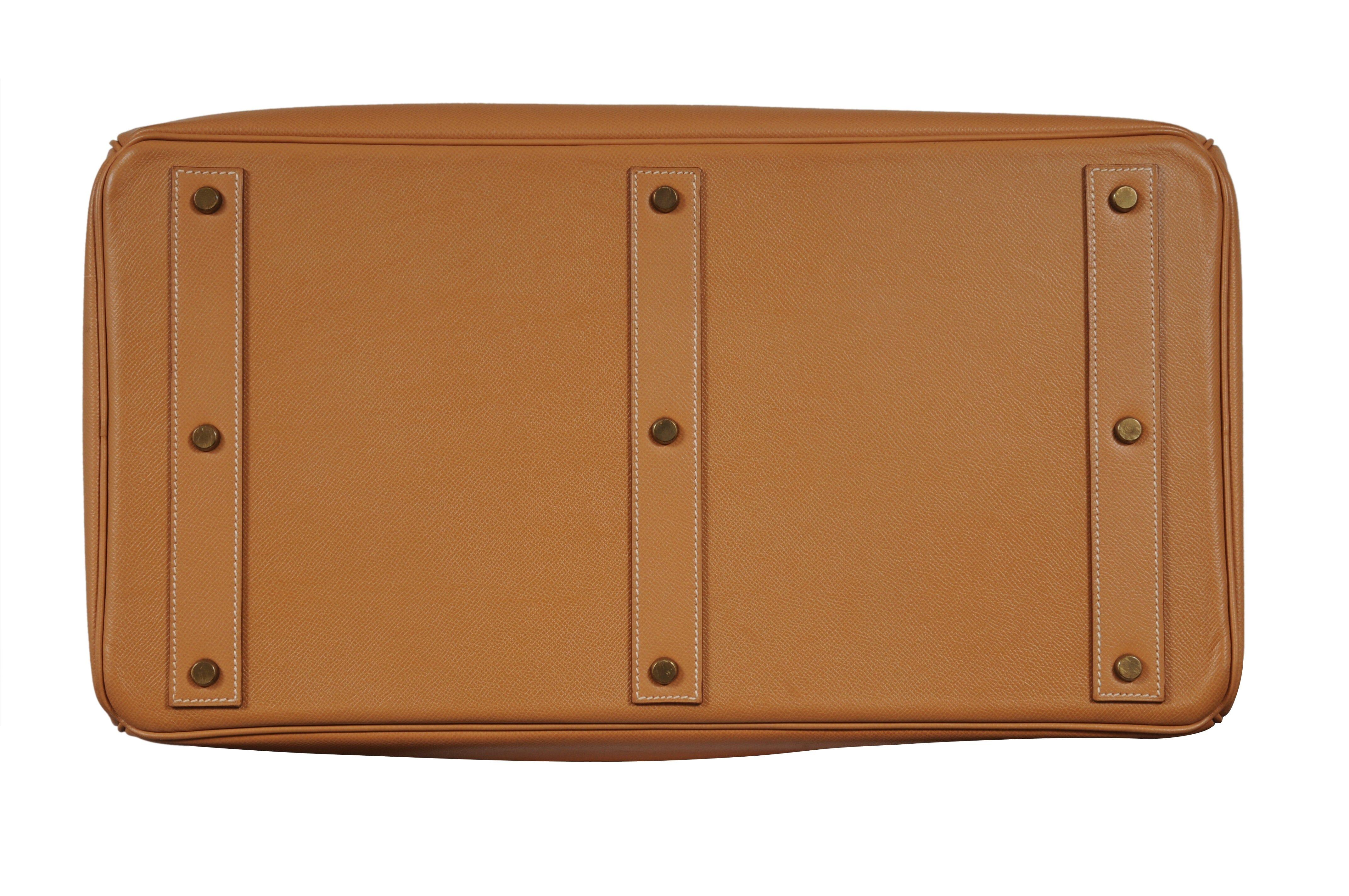 Hermes Haut à Courroies HAC 50 Birkin Courchevel Gold Hardware Tan Duffle For Sale 1