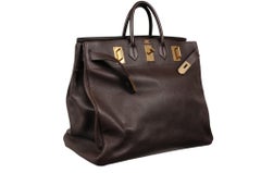 Sac de voyage Hermès « Haut à Courroies » (HAC 50) en cuir de buffle marron chocolat