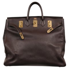 Sac de voyage Hermès « Haut à Courroies » (HAC 50) en cuir de buffle marron chocolat
