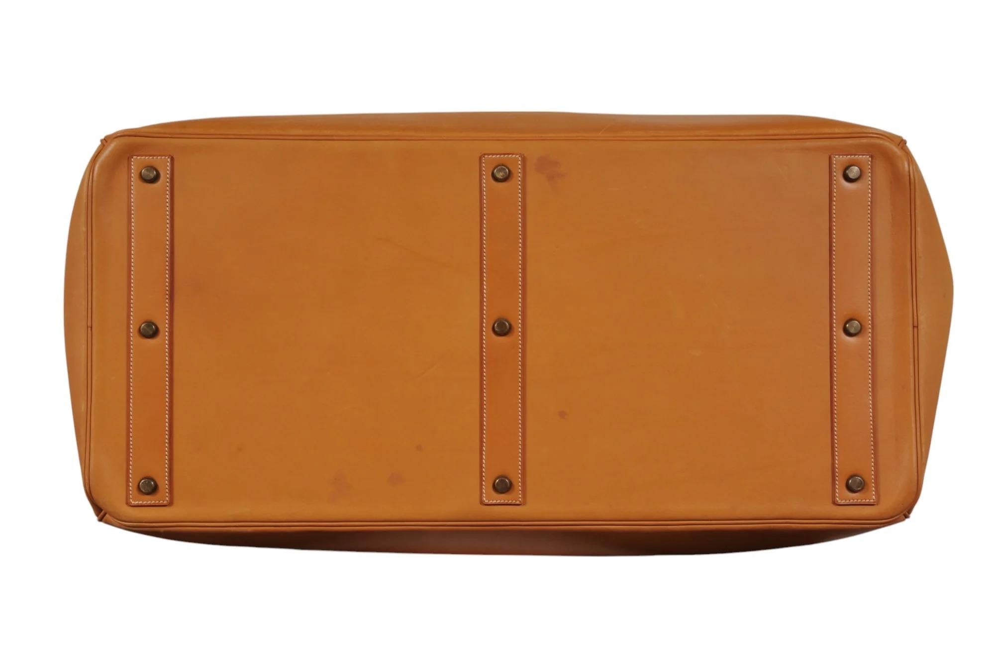 Hermes Haut à Courroies HAC 60 Birkin Vache Natural Gold Hardware Tan Duffle 6