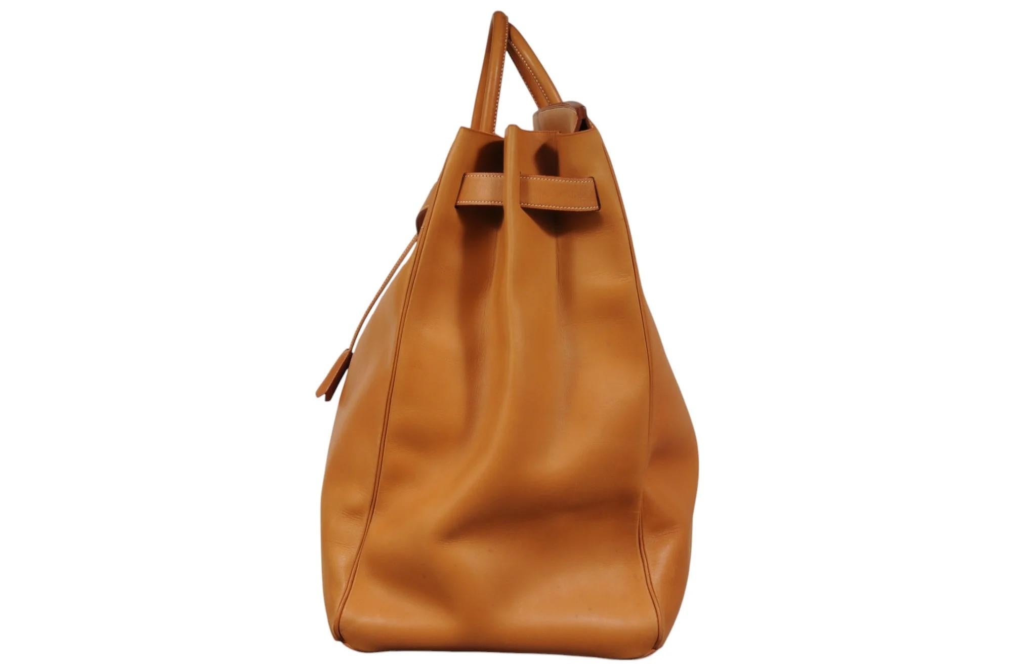 Hermes Haut à Courroies HAC 60 Birkin Vache Natural Gold Hardware Tan Duffle 1