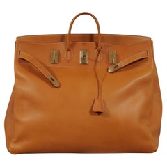 Hermes Haut à Courroies HAC 60 Birkin Vache Natural Gold Hardware Tan Duffle