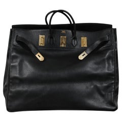 Hermes Haut à Courroies Hac 60 Schwarz Ardennen GoldCarry On Birkin Vintage By 1991