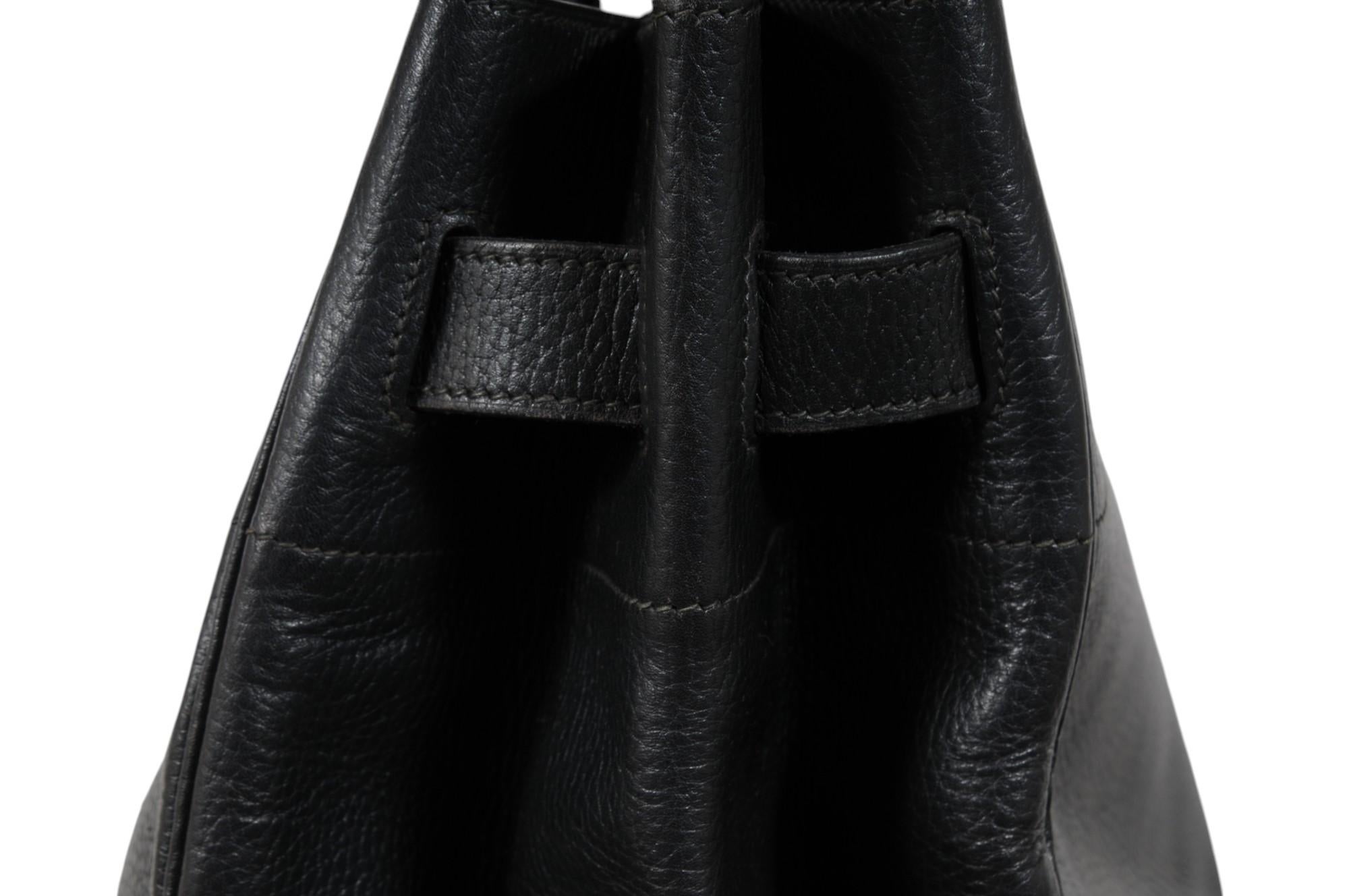 Hermes Haut à Courroies Hac 60 Black Ardennes GoldCarry On Birkin Vintage 2000s For Sale 6