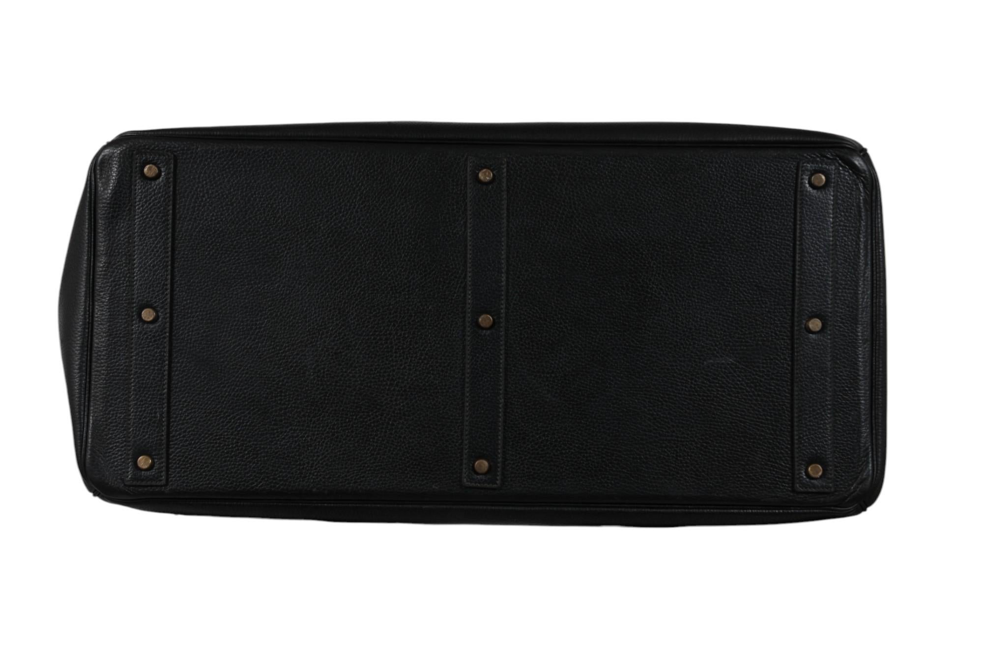 Hermes Haut à Courroies Hac 60 Black Ardennes GoldCarry On Birkin Vintage 2000s For Sale 7
