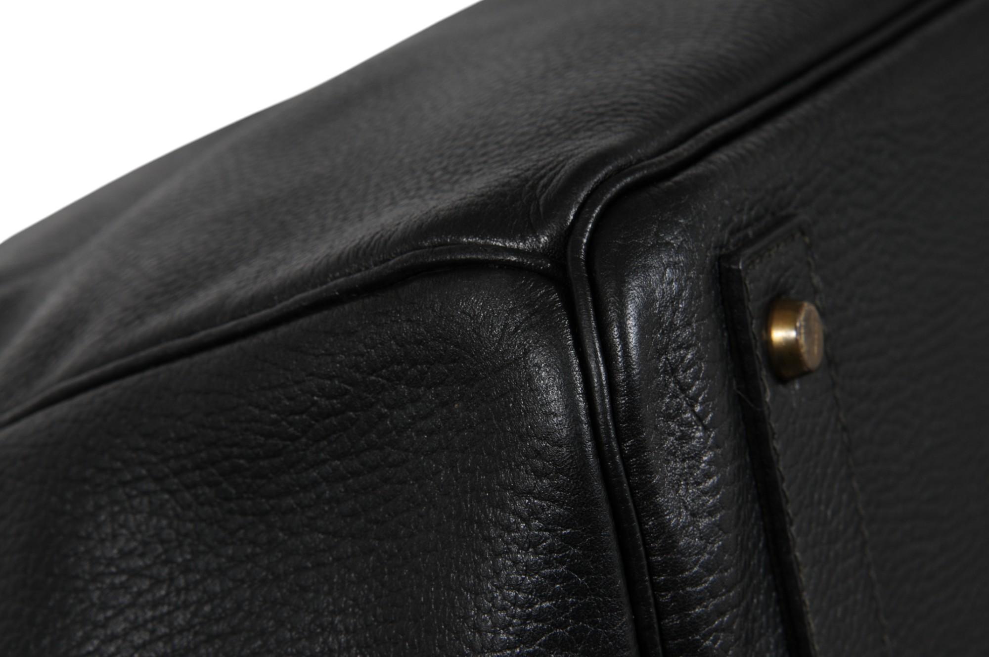 Hermes Haut à Courroies Hac 60 Black Ardennes GoldCarry On Birkin Vintage 2000s For Sale 8